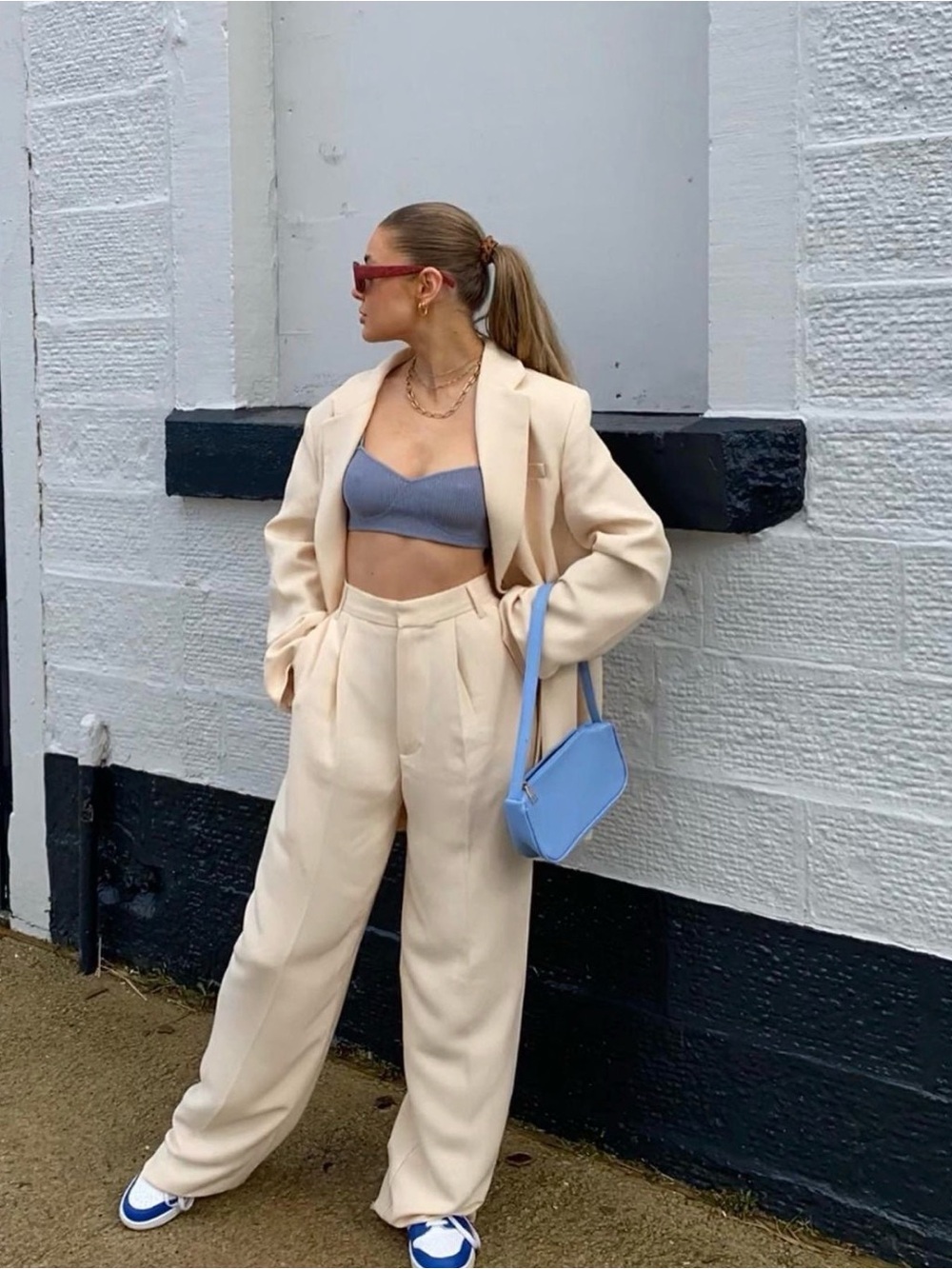 NWT Zara Wide-Leg High-Waist Cream Trouser Pants